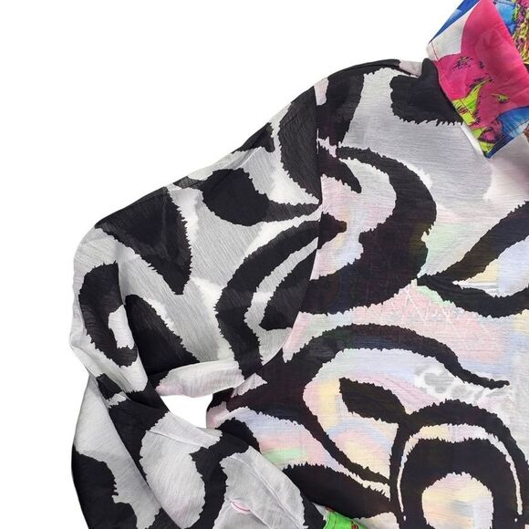 Dopamine Maximalist Abstract Artsy Tunic Color Cotton Pleats Collection Pings XL - Picture 4 of 16